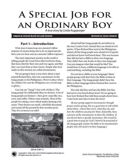 A Special Job for an Ordinary Boy