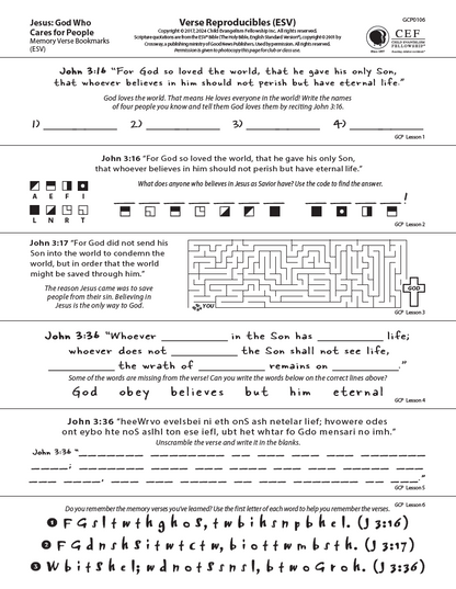 Jesus: God Who Cares for People - Reproducibles
