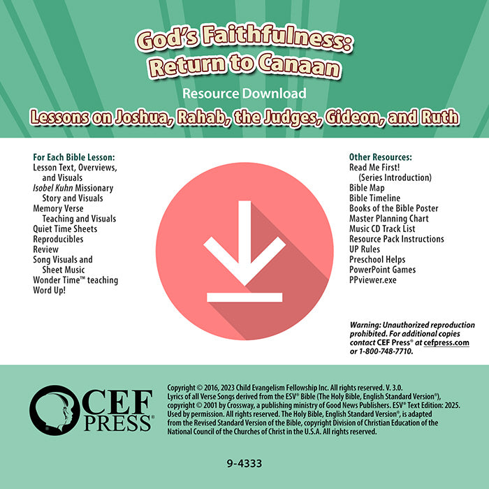 God's Faithfulness: Return to Canaan - Resource Download