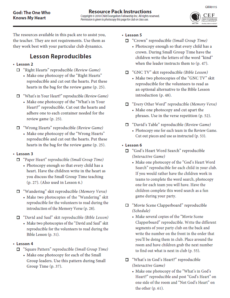 God: The One Who Knows My Heart - Reproducibles