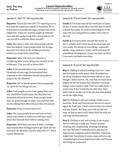 God: The One to Follow - Reproducibles