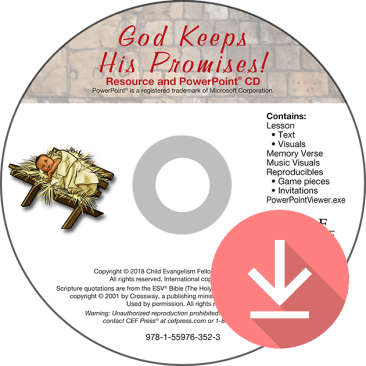 God Keeps His Promises! (printed visuals, text, & FREE Resource PPT download)