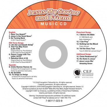 Jesus: My Savior & Friend Music CD