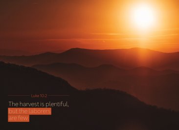 Luke 10:2 Postcards Sunset Design